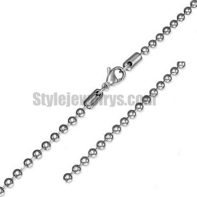 Stainless steel jewelry Chain 50cm - 55cm length ball link chain with lobster claw clasp thickness 3mm ch360204 - Click Image to Close